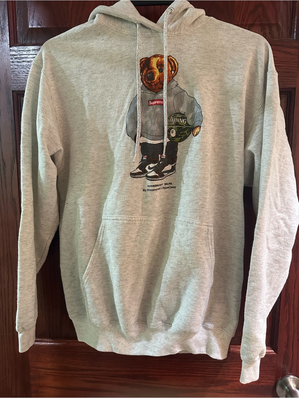 Supreme Light Gray Bear Graphic Hoodie